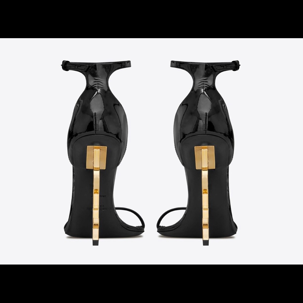 YSL | Black Patent Sandals OPYUM decorated with YSL initials on heels | Size 39 - Picture 5 of 13